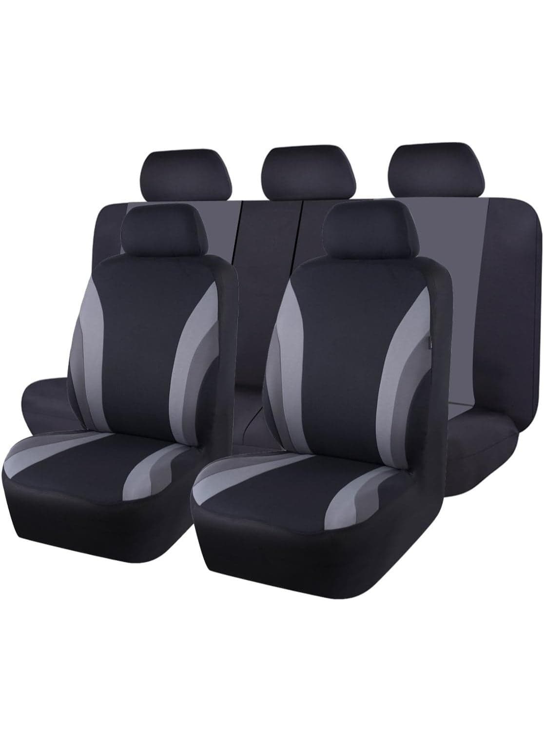 Universal Fit Car Seat Cover -100% Breathable with 5mm Composite Sponge Inside(Full Set, Black and Gray)