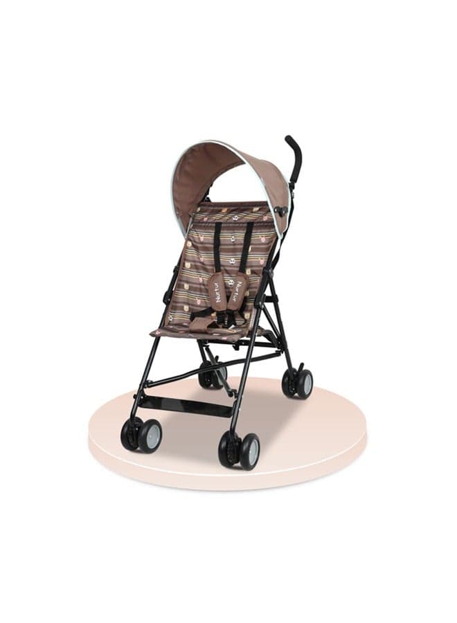 Rex Lightweight Stroller – Compact Fold, Sun Canopy, Shoulder Strap, Airflow Design, Portable Buggy for Toddlers 6-36 Months, Easy Fold, - Brown