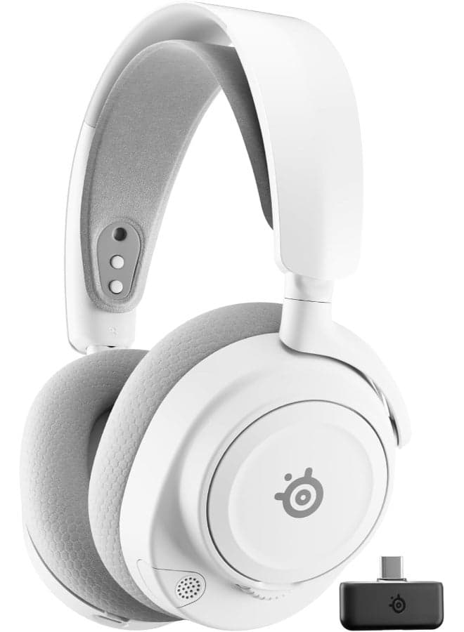 SteelSeries Arctis Nova 7P Gen 2 Wireless Gaming Headset for PS5 & PS4, Dual 2.4 GHz + Bluetooth, 360° Spatial Audio, AI Noise-Cancelling Microphone, 50+ Hour Battery, USB-C Charging, Multi-Platform, White | 61745