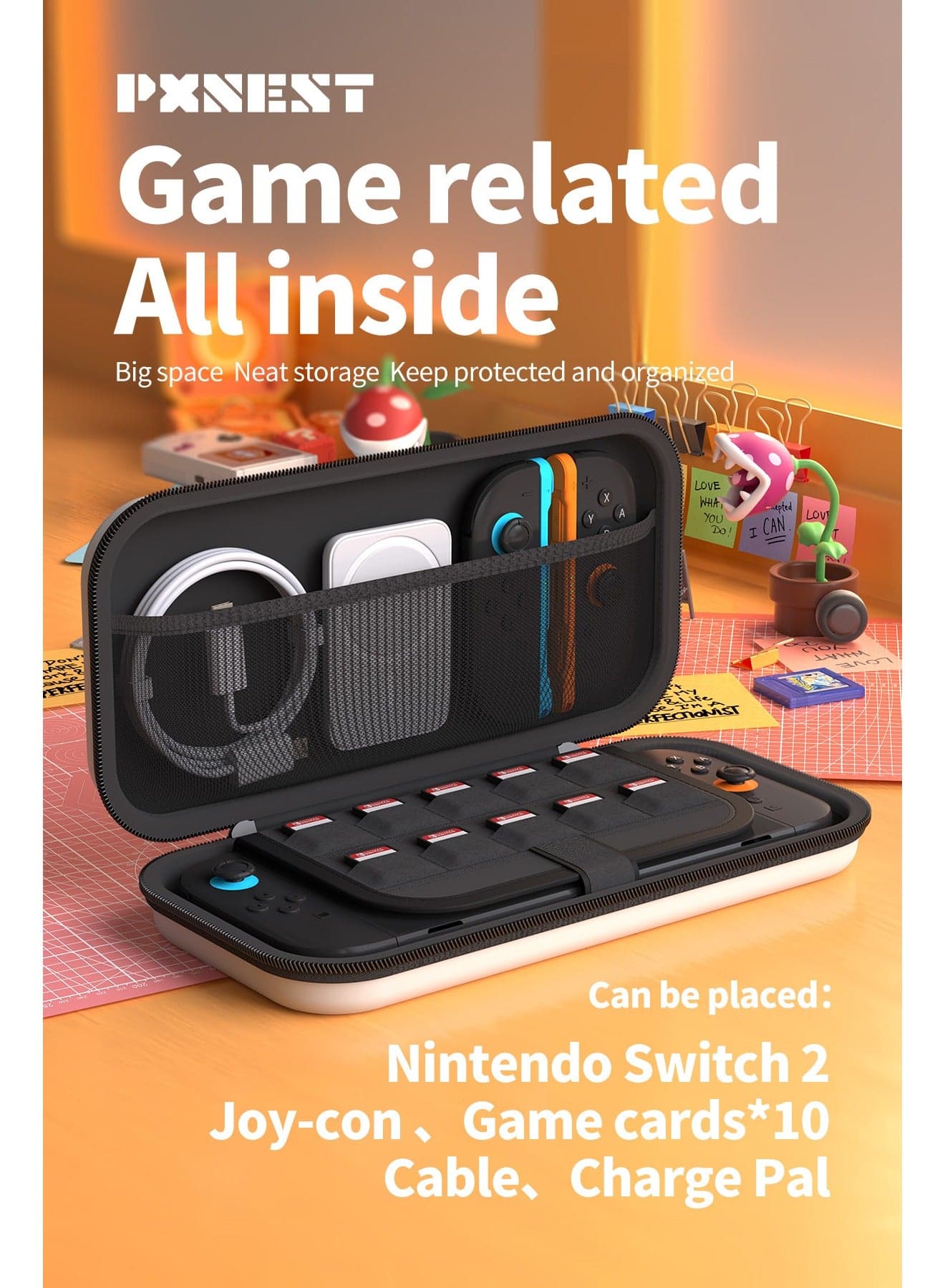 Switch Carrying Case Compatible with Nintendo Switch 2 , High-Capacity Travel Carrying Case for Nintendo Switch2 Console & Accessories, white