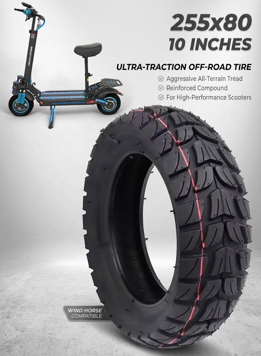 Original High-Quality 10-Inch Off-Road Outer Tire for Electric Scooters – 255x80 Inflatable All-Terrain Replacement Tire
