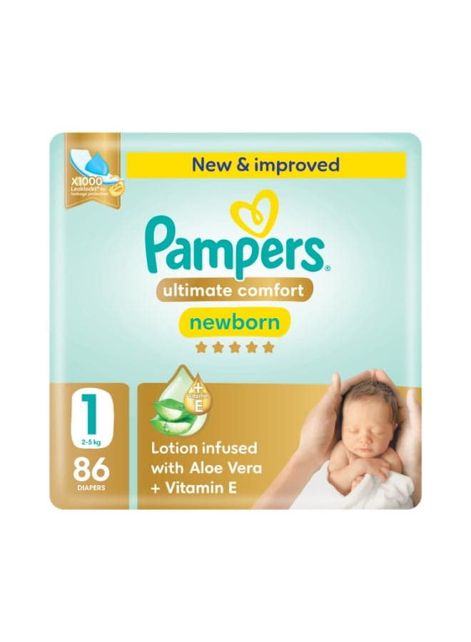 Premium Care Taped Diapers Size 1 Jumbo Pack 86 Count