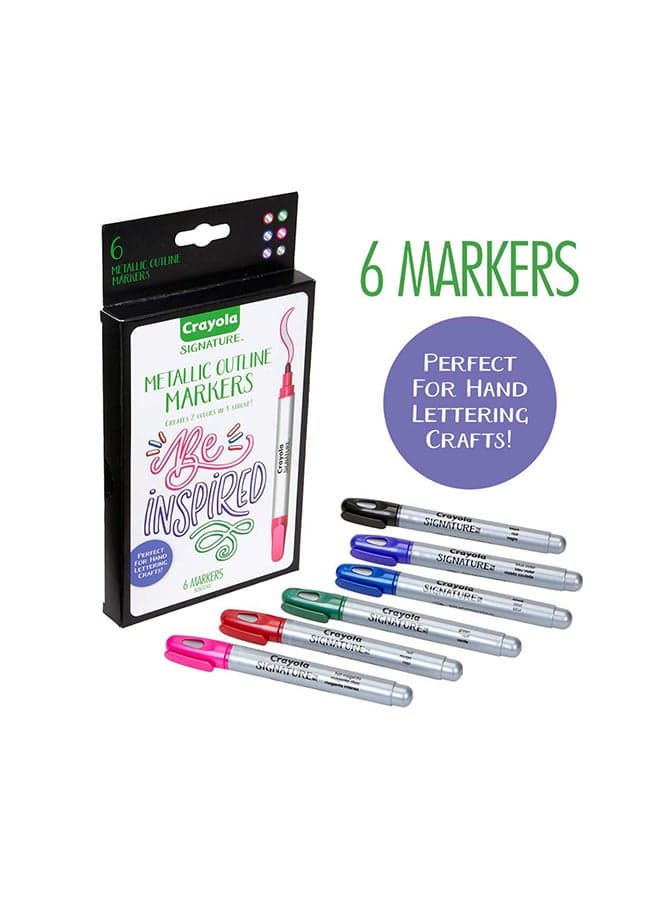 Signature Metallic Outline Paint Markers, 6 Count
