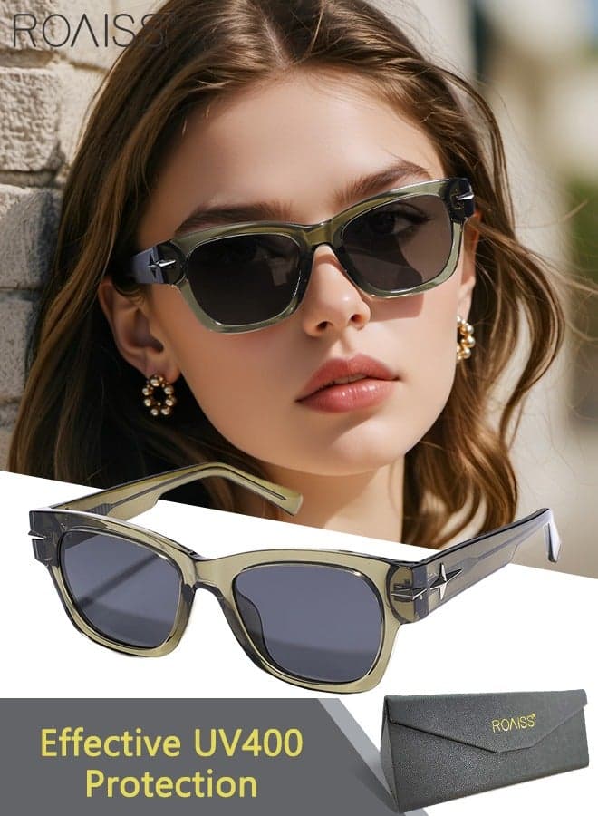 Square Polarized Sunglasses, UV400 Protection Sun Glasses with TR Frame, Fashion Anti-Glare Sun Shades for Women Men with Glasses Case for Outdoor Party Street Photography, 51mm