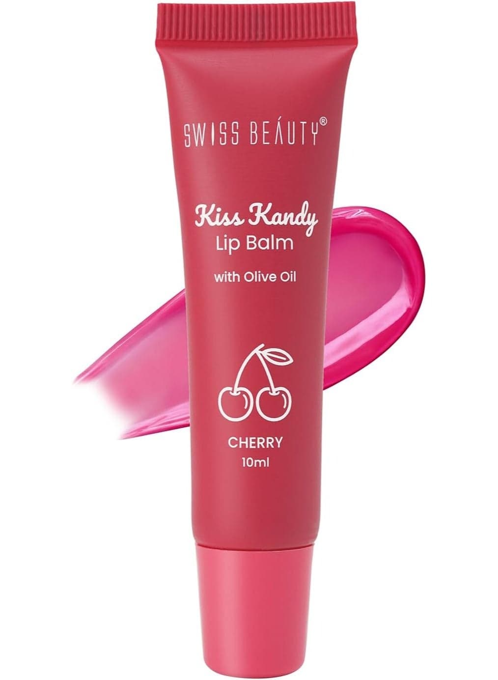 Swiss Beauty Kiss Kandy Lip Balm with Olive Oil | Moisturising | Non-Sticky | Soft & Smooth Lips | Shade - Cherry, 10ml