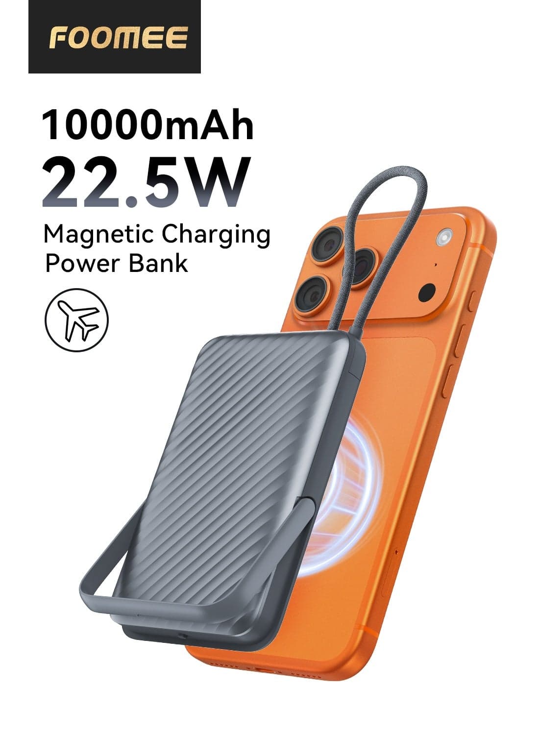 10,000 mAh Magnetic Wireless Power Bank , Portable Power bank with Stand, LED Display,with USB-C Integrated Cable,15W Magnetic Wireless Fast Charging, Compatible with iPhone 17promax/16pro/16/15/14/13/12 Series, Samsung, and Xiaomi
