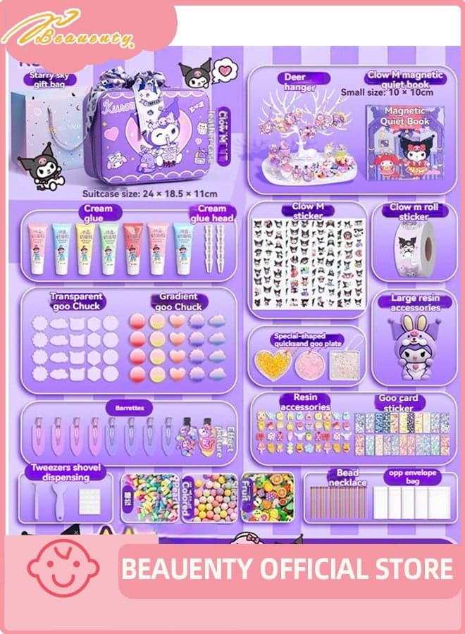 1235 Pcs DIY Whipped Cream Clay Glue Set, Simulated DIY Making Art Craft Kit with Cartoon Stickers, Accessories, Key Chains with Storage Box for Gifting