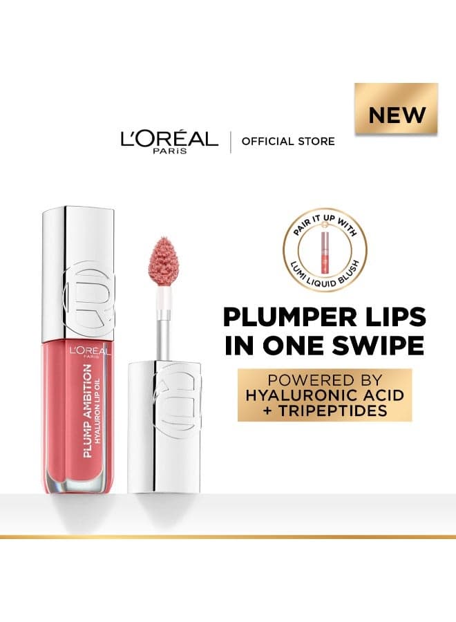 L’Oréal Paris Plump Ambition Hyaluron Lip Oil, Plumping Lip Oil With Hyaluronic Acid and Tripeptides for 24H Hydrated Lip, 5ml, Worth It 601