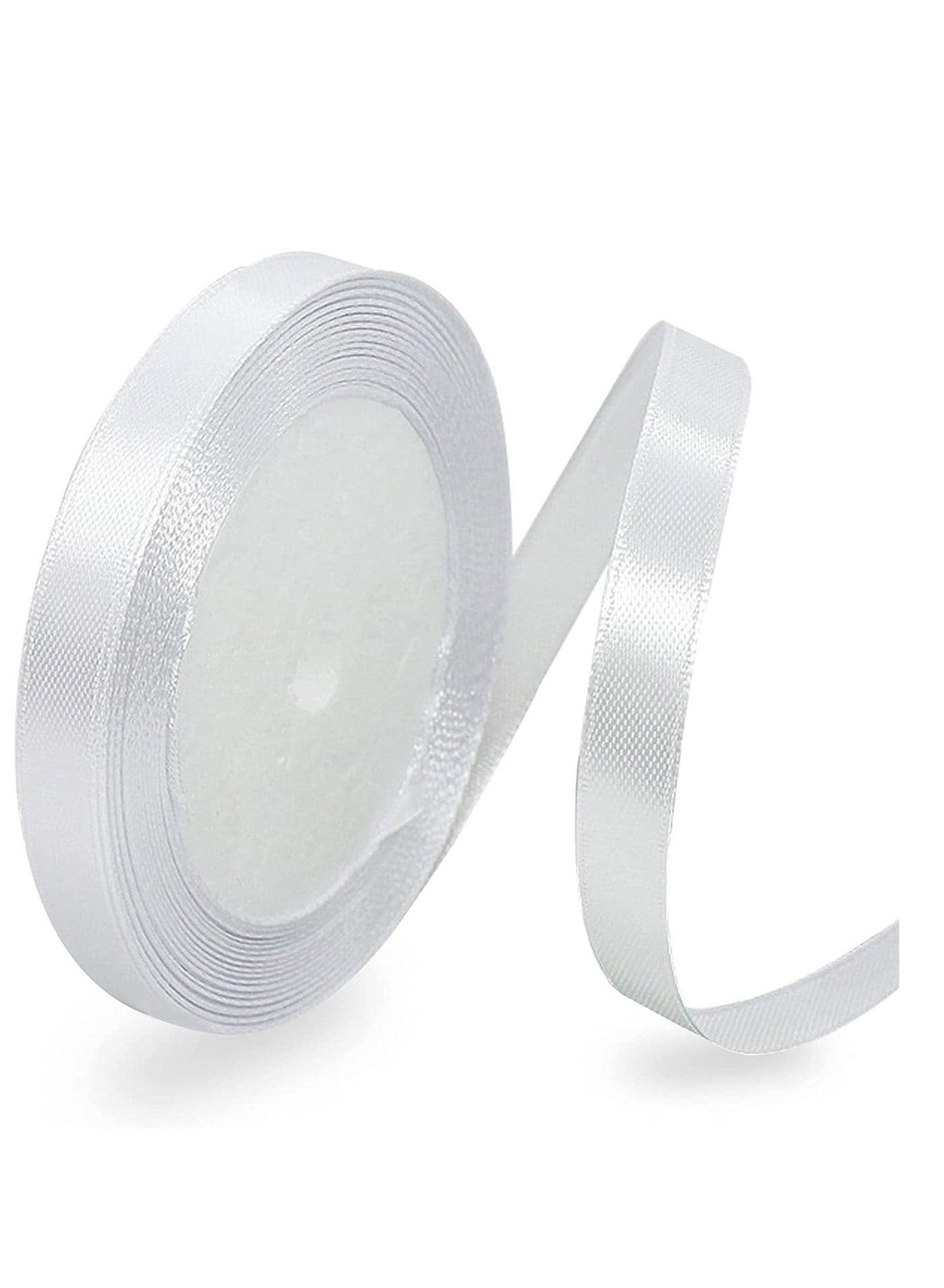 White Satin Ribbon, 12mm x 25yd Fabric Polyester Ribbon for Gift Wrapping, Party Favors, Wedding Decorations, Bow Making, Bouquets, Sewing Projects & Craft Supplies