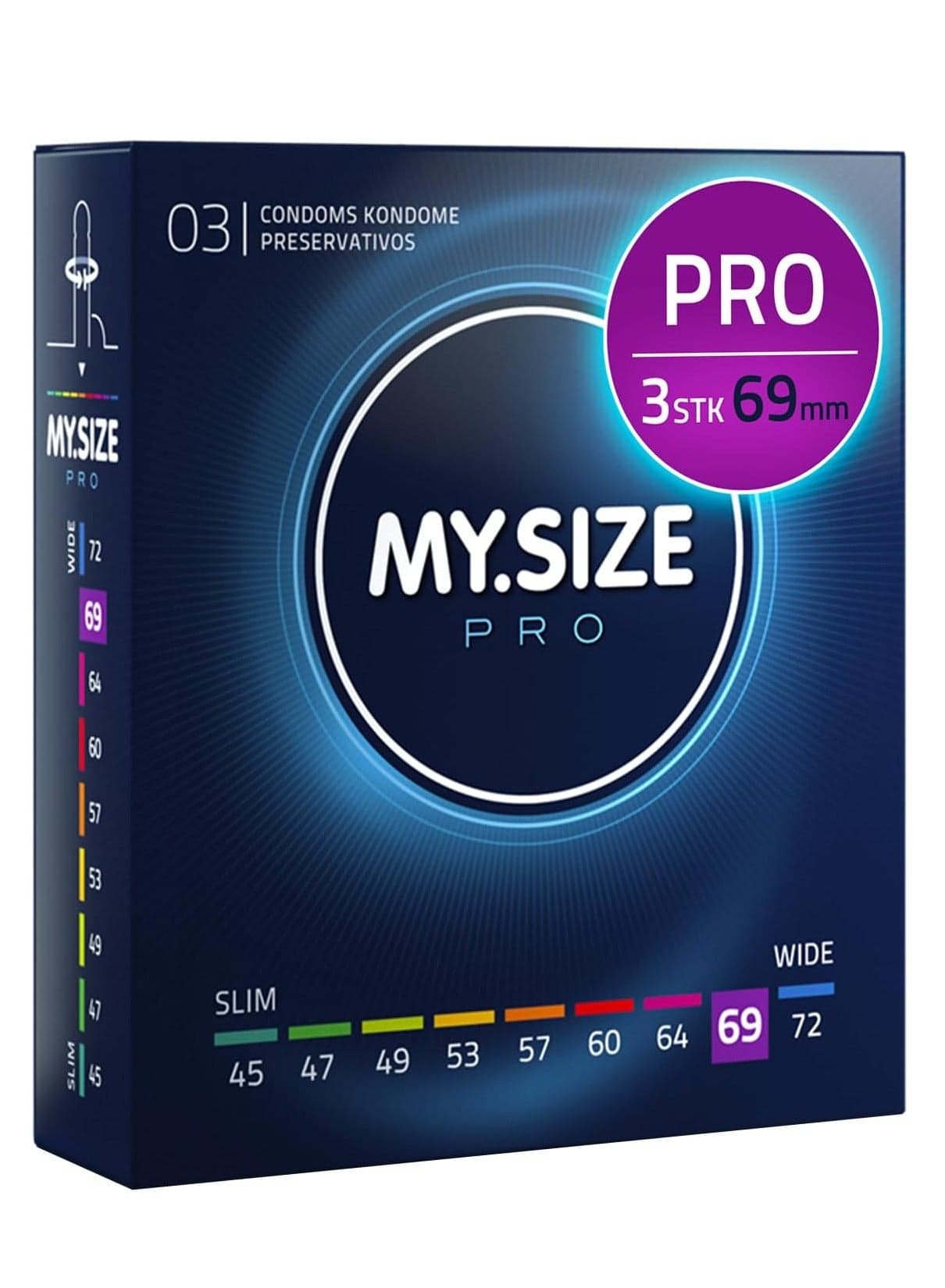Ultra Thin Condoms 3 Pieces (69 Size) – Odorless, Long Lasting, Sustainable, Premium Quality for Maximum Comfort, Pleasure, and Sexual Health – Proper Fit Reduces Risks and Enhances Protection – Latex Men Condoms Available in Multiple Sizes (45 to 72)