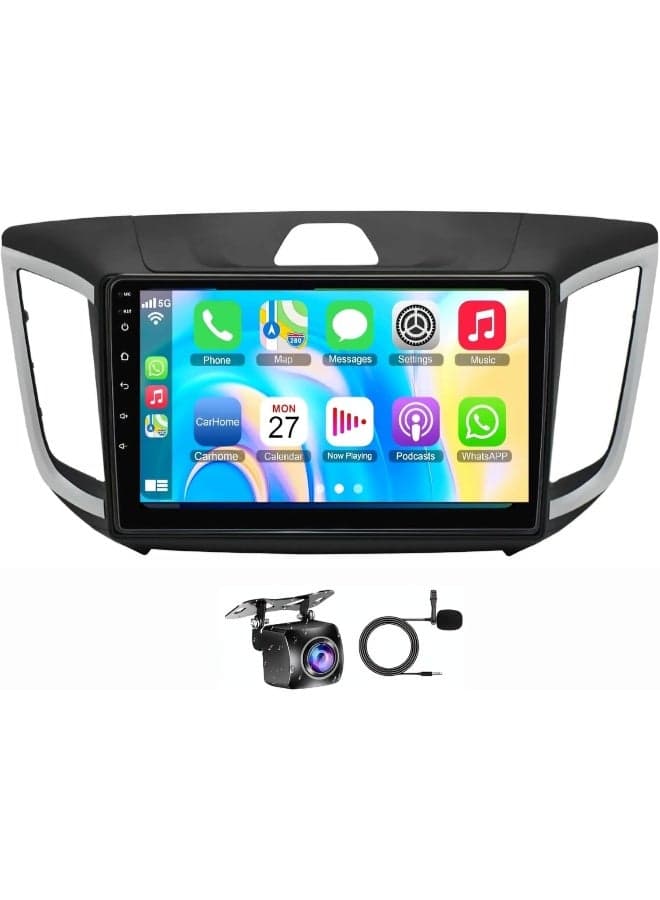 Fit Hyundai CRETA Car Stereo CRETA IX25 Android Screen 2015-2019 With Apple Carplay Android Auto Wireless WiFi DSP FM&AM BT AHD Camera Included Fast Interface QLED (2+32GB Carplay 4CORE)