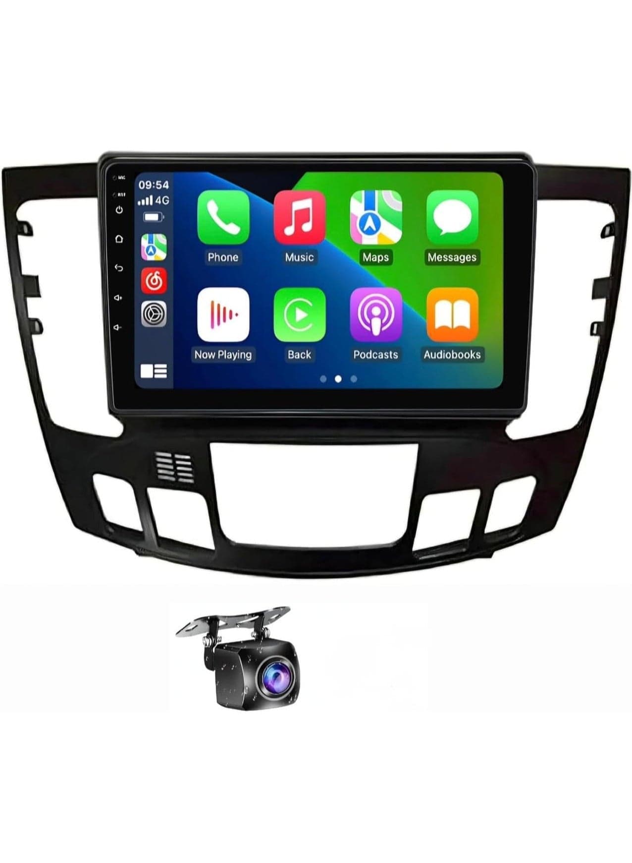 Android Car Stereo for Hyundai Sonata NF 2009-2010 (Auto AC) 4GB RAM 64GB ROM Support Carplay, M-Link Wi-Fi BT, Radio GPS, 9 Inch IPS Touch Screen with AHD Camera Included