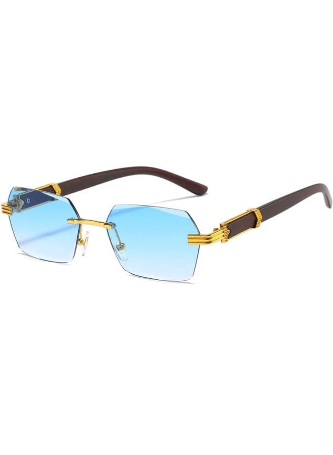 Retro Rimless Sunglasses Rectangle Unisex Vintage Rimless Sunglasses Fashion Square Tinted Glasses