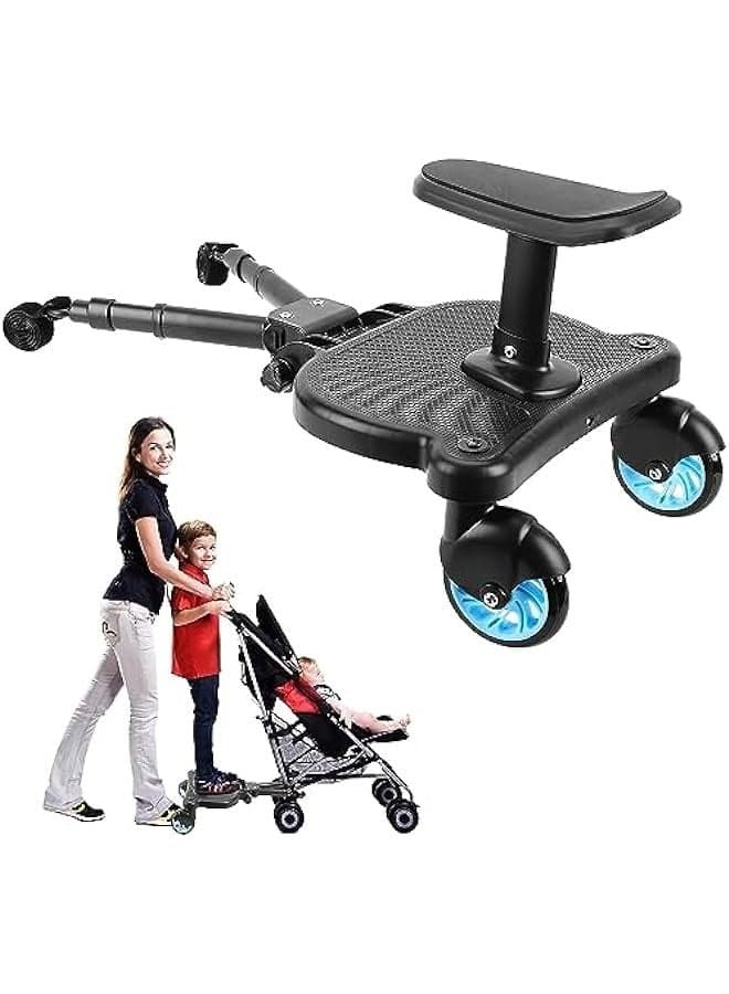 Stroller Board with Detachable Seat, 2 in 1 Sit and Stand Stroller Glider Board for Most Strollers, Holds Children Up to 55 LBs Stroller Standing Board