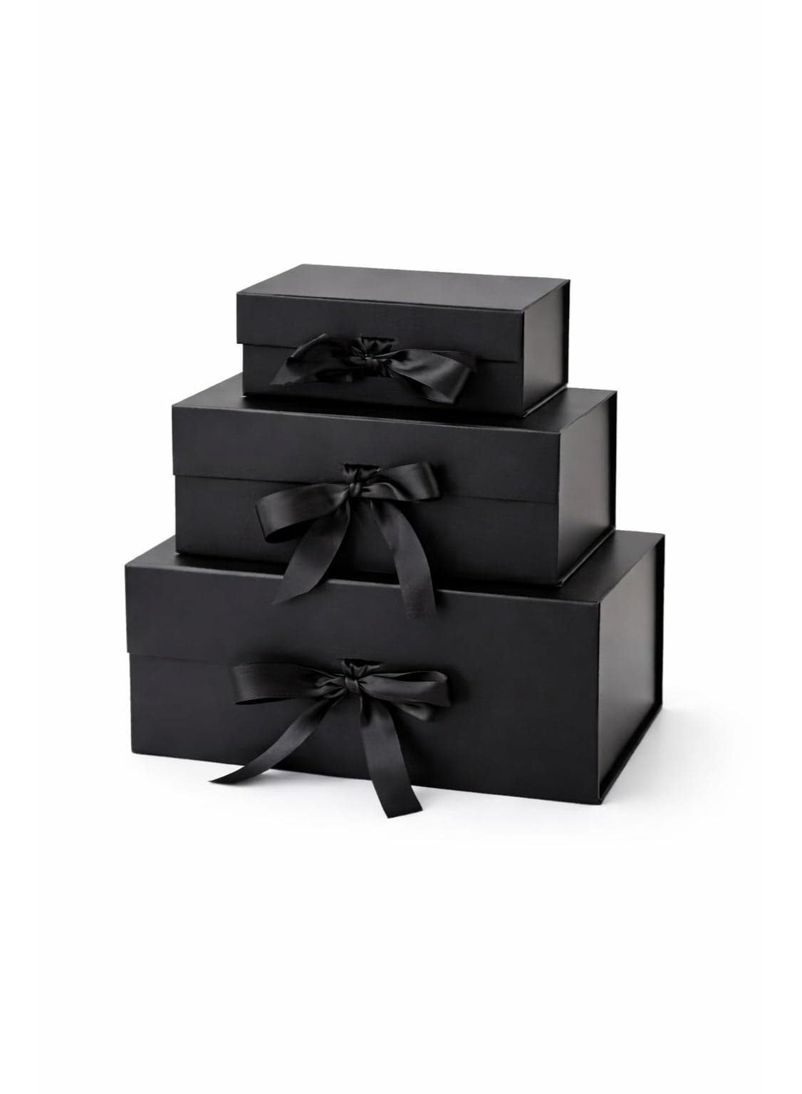 Luxury Black Gift Box with Bag, Magnetic Lid Closure 32x20x10cm – Large Elegant Empty Gift Packaging Box with Ribbon Bag for Men & Women | Premium Reusable Gift Box for Birthday, Wedding, Eid, Valentine, Christmas & Parties