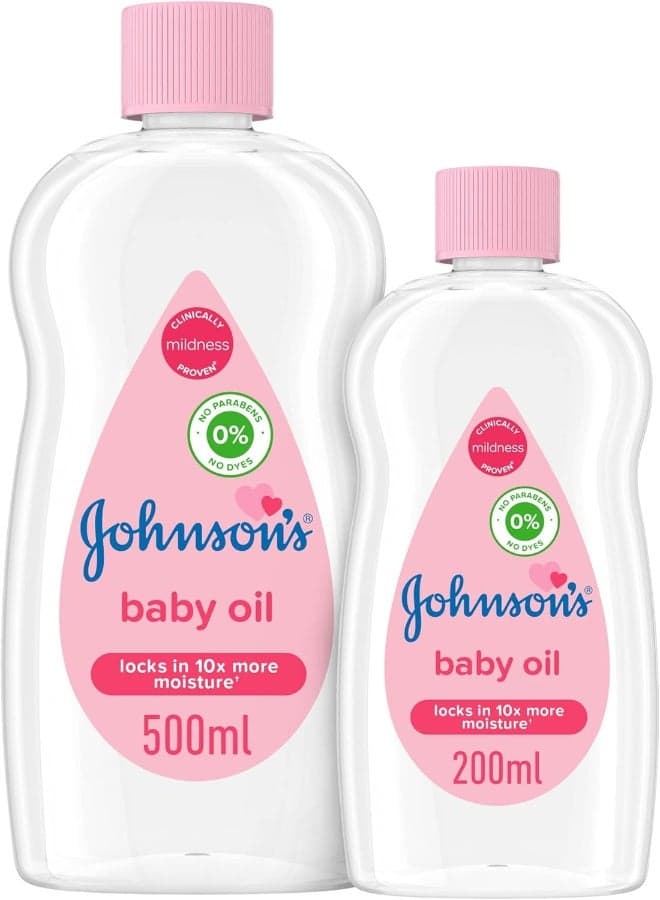 Baby Moisturising Oil, ideal for massaging, free from dyes, parabens, phthalates, and alcohol, suitable for sensitive skin, 500ml + 200ml Free
