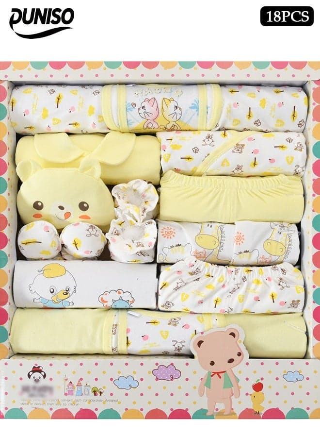 18 Pcs Newborn Baby Gifts Set,Newborn Layette Gift Set, Baby Clothes Accessories Set, Comfortable and Breathable,Available in All Seasons, Suitable for Babies Up to 59cm in Height