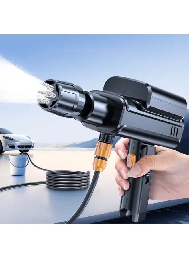 X9 5-in-1 Cordless High Pressure Car Wash Gun – 10,000RPM Lithium Battery Portable Power Washer with Multi-Function Spray Nozzle, Type-C Fast Charging, Waterproof ABS+PC Design for Car, Bike, Patio & Home Cleaning