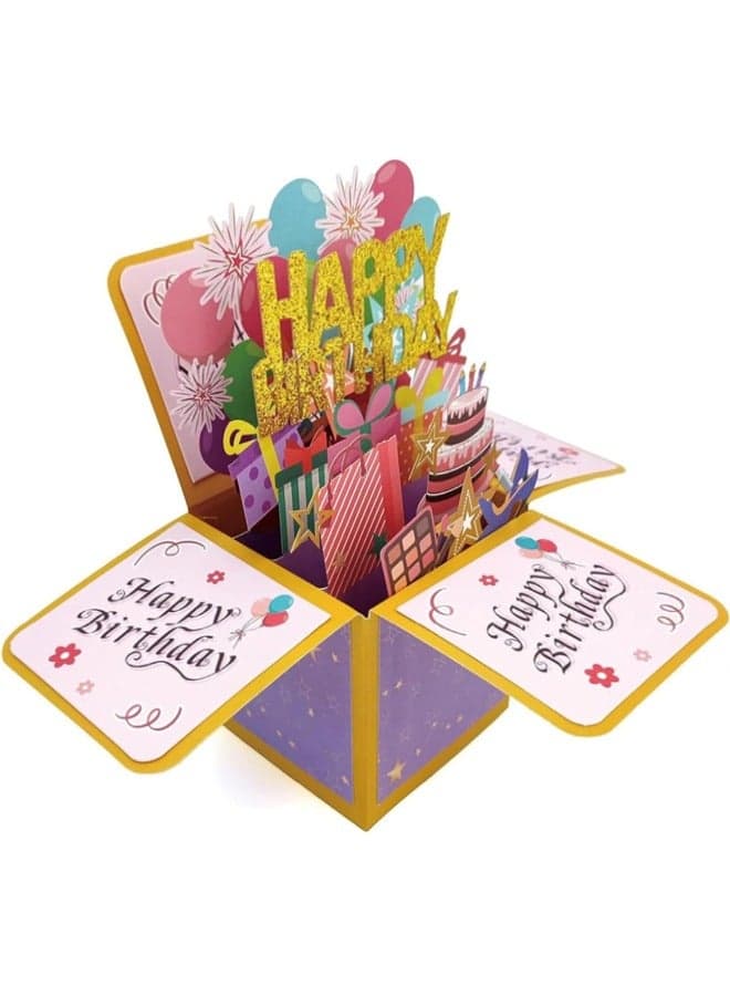 3D Happy Birthday Card, Paper Pop Up Birthday Cards Greeting Cards with Blank Card and Envelope, Unique Birthday Gift for Women Men Kids Husband Wife Mom Dad Daughter