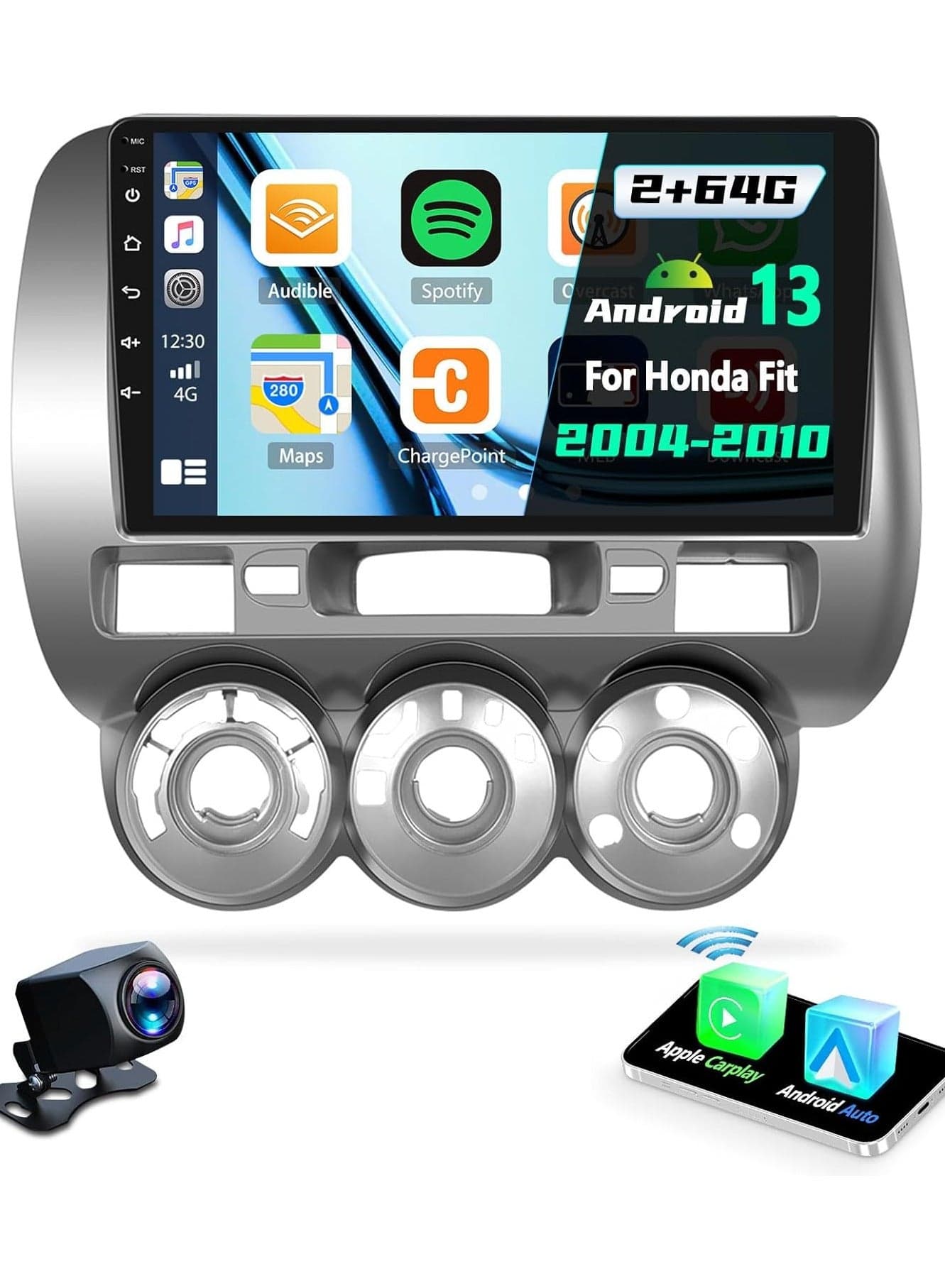 Android Car Stereo For Honda Jazz City Fit 2004-2010 With Apple Carplay Android Auto 9 Inch Touch Screen Car Radio 2GB RAM GPS WiFi Bluetooth FM SWC Dual USB AUX Backup Camera