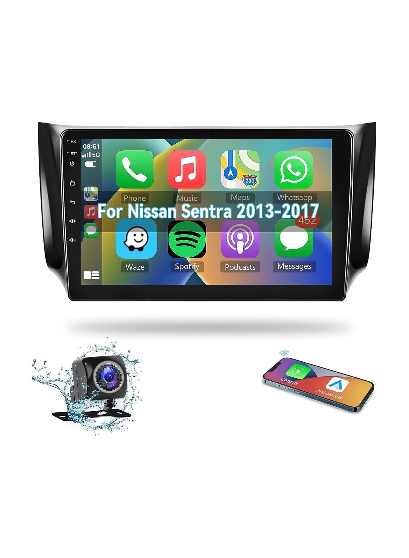 Android Car Stereo for Nissan Sentra 2013 2014 2015 2016 2017 1GB RAM 32GB ROM 10 Inch MirrorLink WiFi BT, IPS Touch Screen with Backup Camera Included
