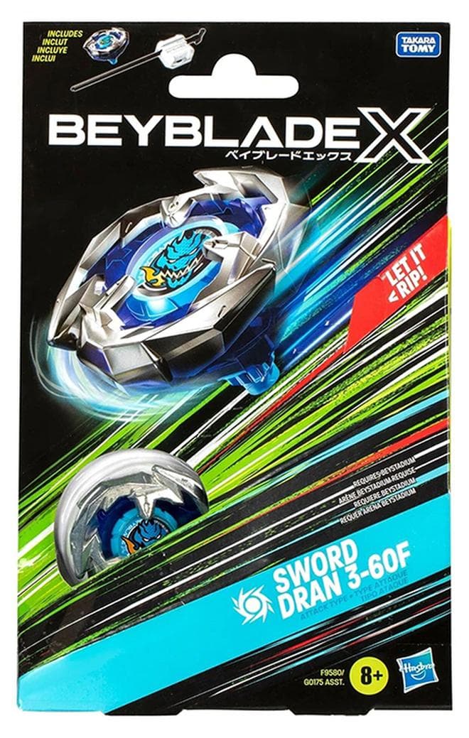 X Launcher Sword Dran 3-60F Starter Pack Top & Launcher, Easy Grip, Battle Top Toy, Bey Toy for 8+ Year Old Boys Girls, Authentic Die-cast Metal Parts, Powerful Attacks