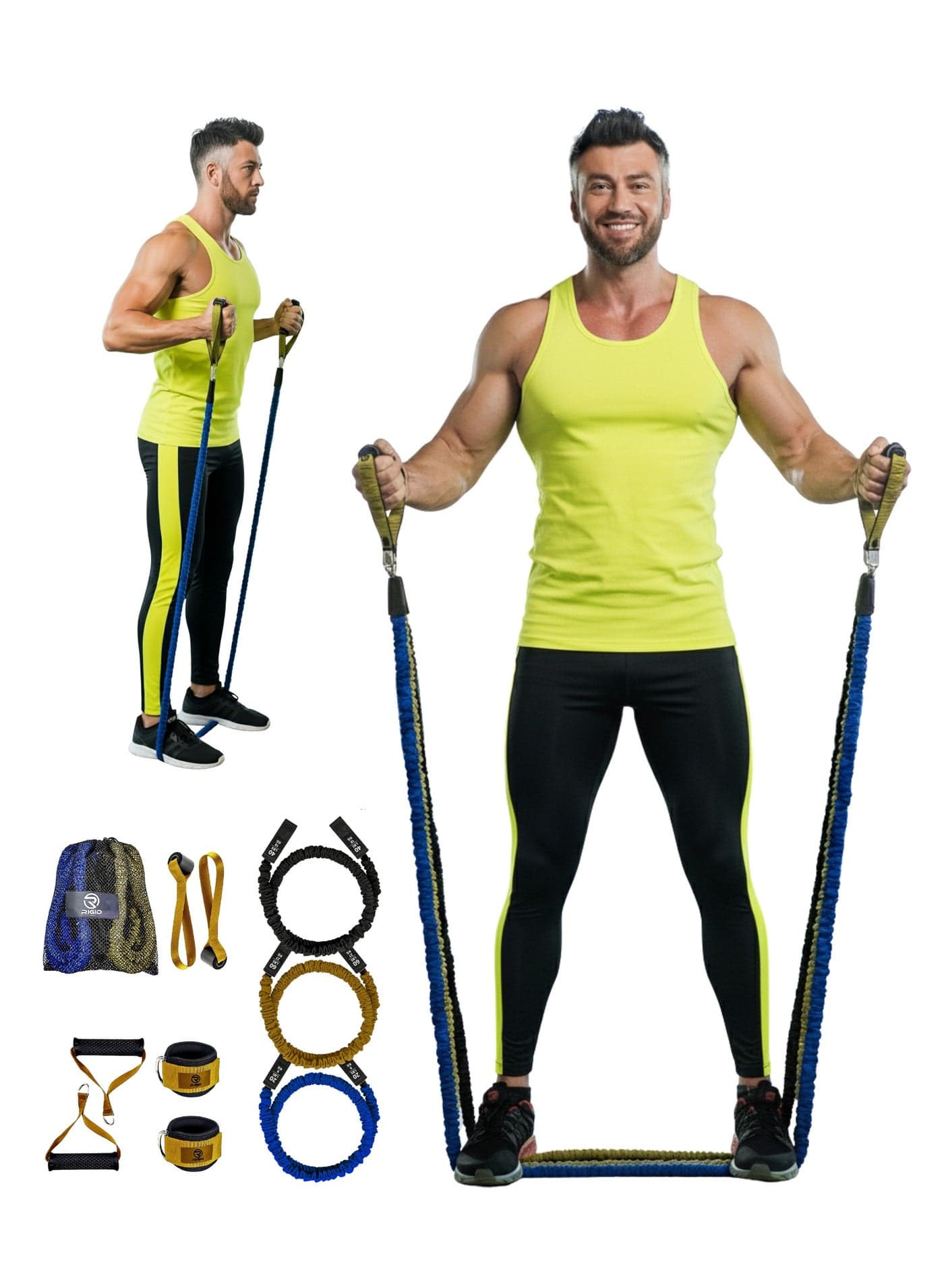 Resistance Bands Set, Exercise Bands with Handles, Door Anchors, Legs Ankle Straps for Resistance Training, Physical Therapy - Power Bands with Carry Bag - Workout Bands for Home Workout