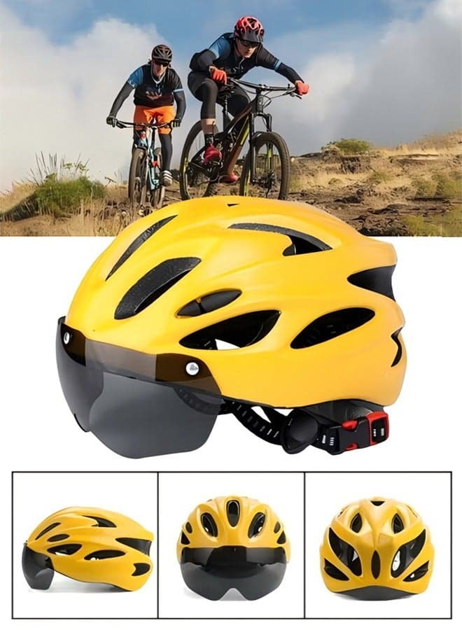 Road Cycling Helmet with Detachable Magnetic Goggles and Quick Release Strap, Bicycle Helmet for Men Women, Stand Out on the Road with Style and Safety, Adjustable Size, Unisex