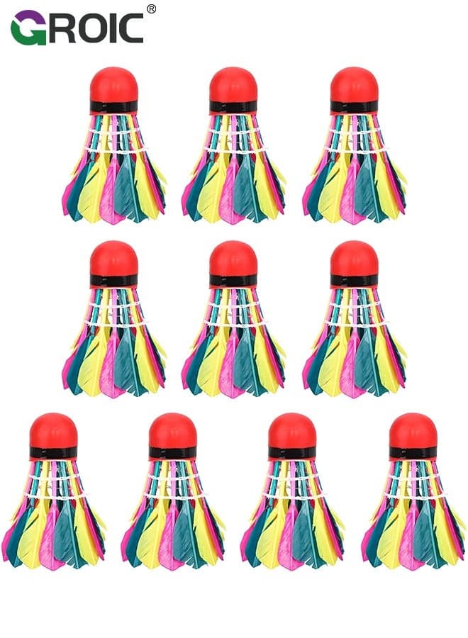 10 Pack Badminton Birdies Shuttlecocks, Badminton Duck Feather Stable Durable High Speed Training Badminton Balls for Indoor & Outdoor Practice Sports Training Activities