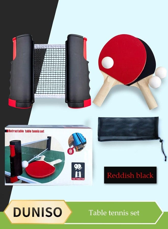 Table Tennis Beginner Training Set – 2 Soft Racquets, 3 Balls & Retractable Net