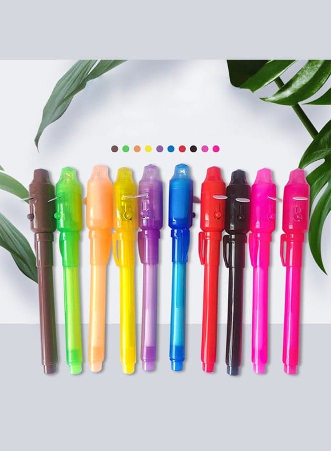 10Pcs Invisible Ink Pen Secret Spy Party Favor Message Writer With Uv Light Fun Activity For Kids Ideas Gifts And Stock Stuffers