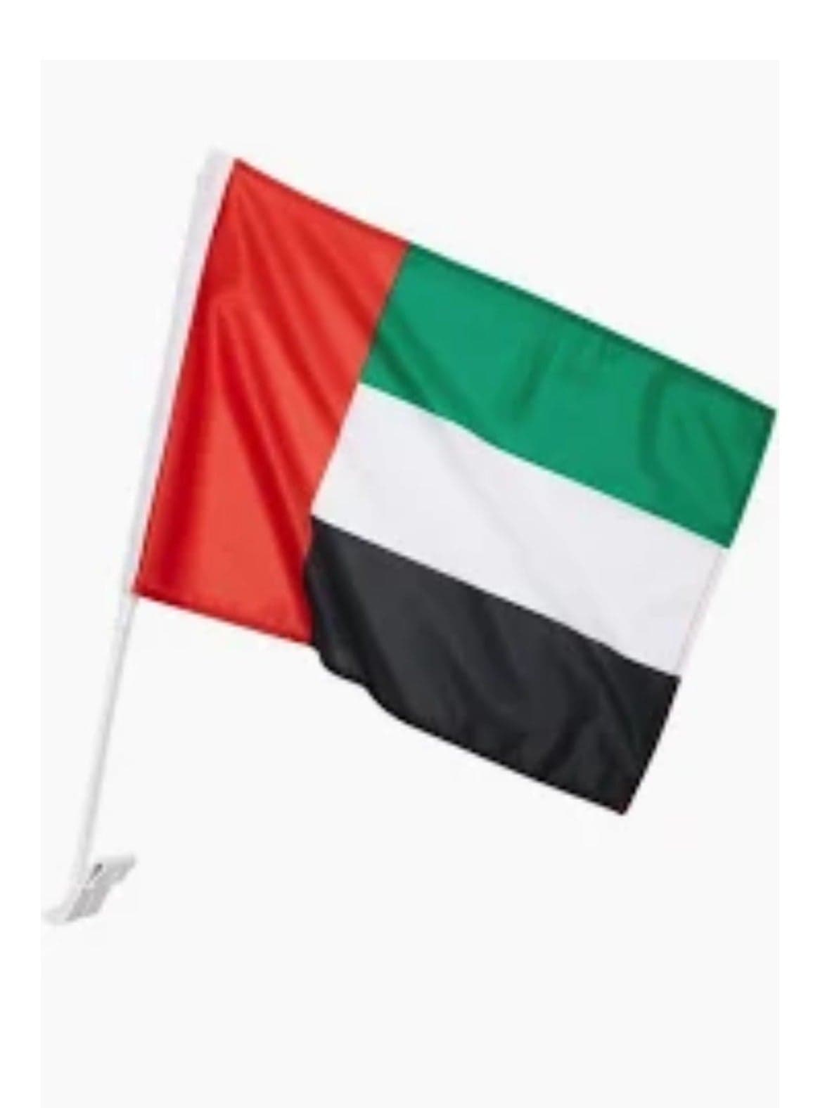 2 Pcs UAE National Day Celebration Flags for Cars Emirati National Day Flags with Plastic Grip UAE Flags fits almost all type of Vehicles for National Day Martyrs Day Flag Day Celebrations 45 x 33 CM