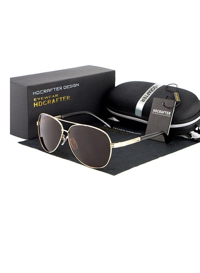 Men's Full Rim Polarized Aviator Frame Driving Sunglasses - Lens Size: 61 mm