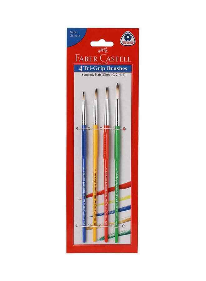 4-Piece Tri Grip Paint Brush Multicolour