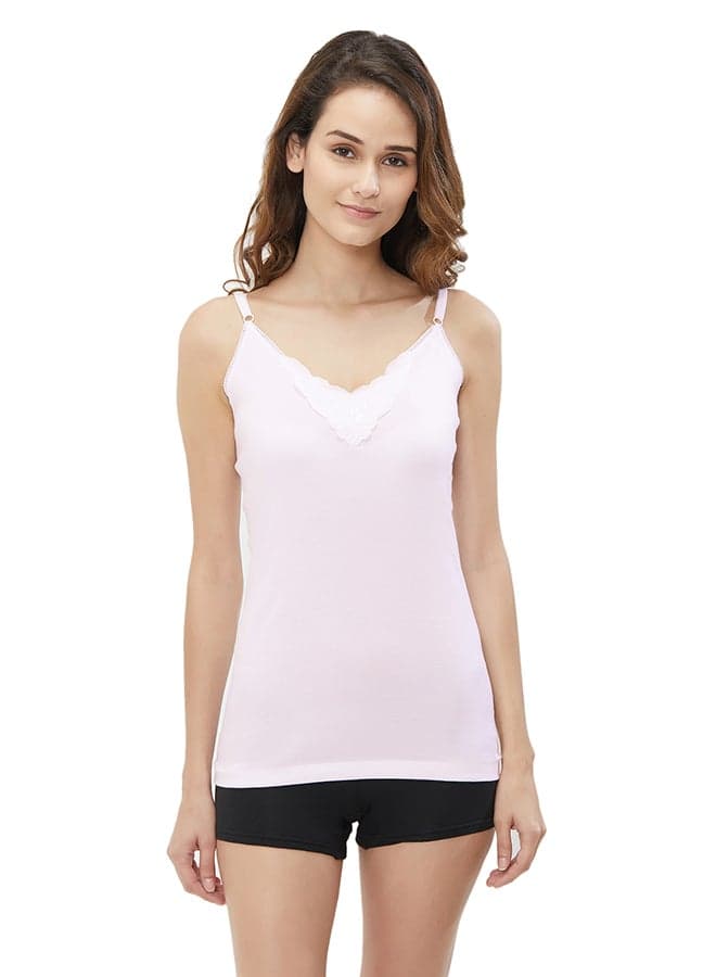 V-Neck Cotton Camisole Pink