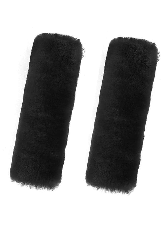 2-Piece Fur Car Safety Seat Belt Strap Cover