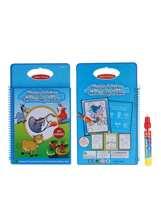 Magic Water Drawing Book With Magic Pen- Animal Series Paintings Blue