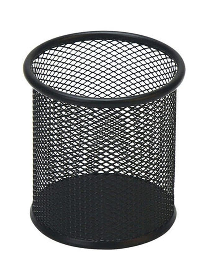 Circular Mesh Pen Holder Black