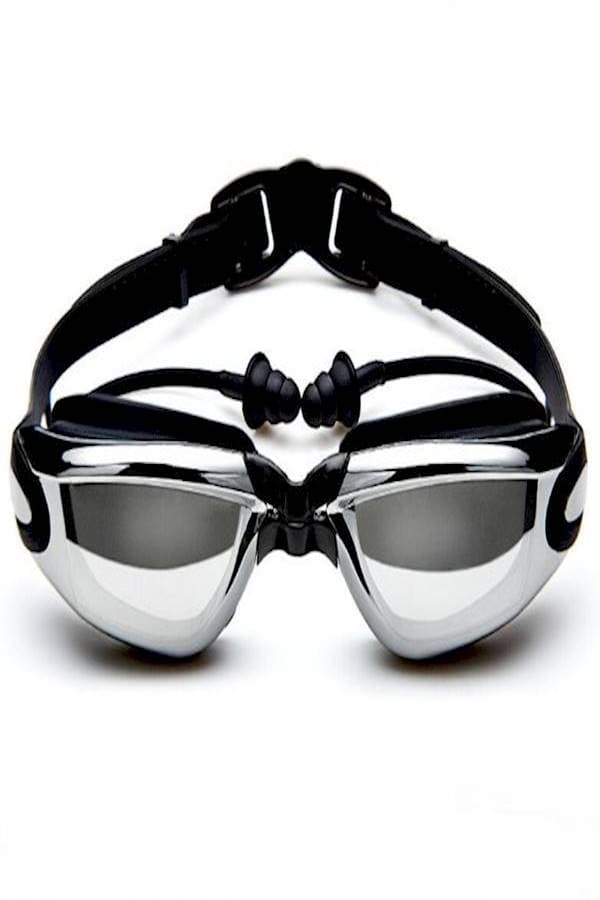 Adult Swimming Goggles with Earplugs Shield AntiFog UV Protection Highdefinition Black