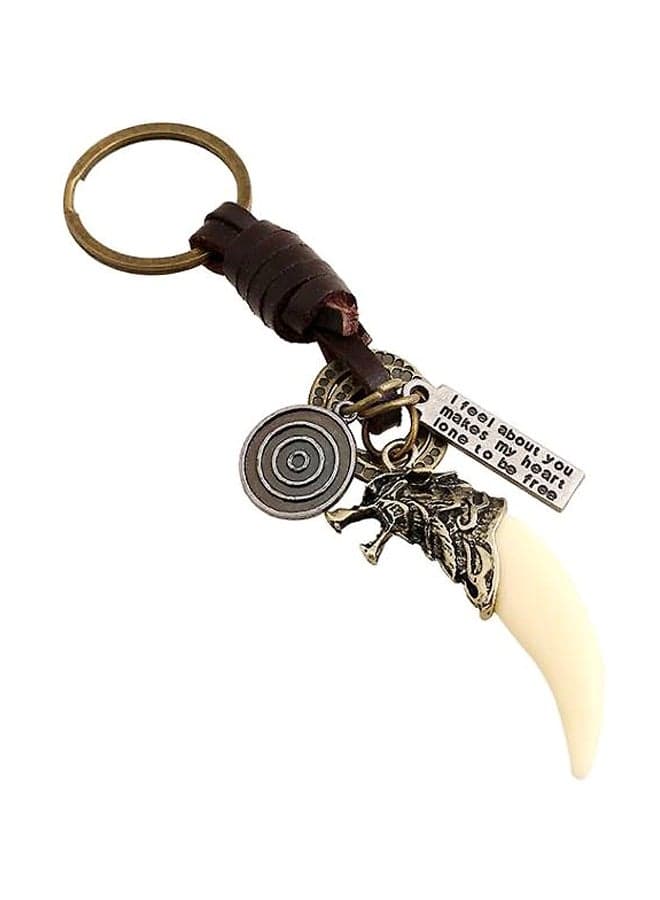Retro Braided Resin Spike Punk Leather Key Chain