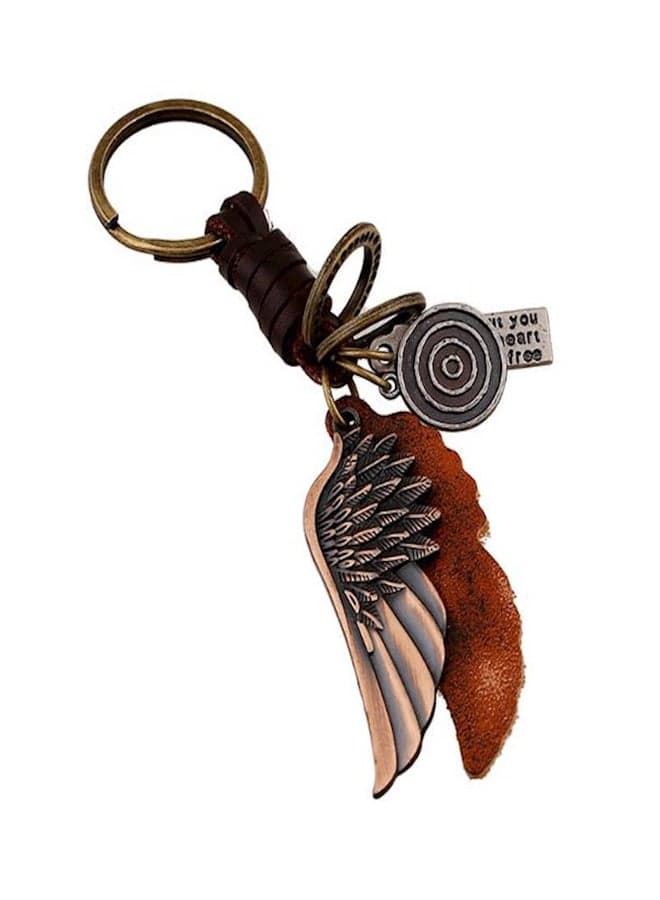 European And American Punk Jewelry Atmospheric Alloy Wings Leather Vintage Braided 'S Leather Key Chain