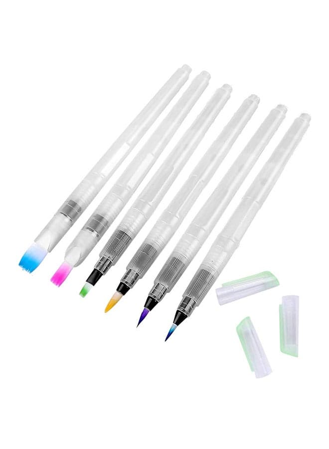 6-Piece Aqua Painting Brush Pens Set Clear