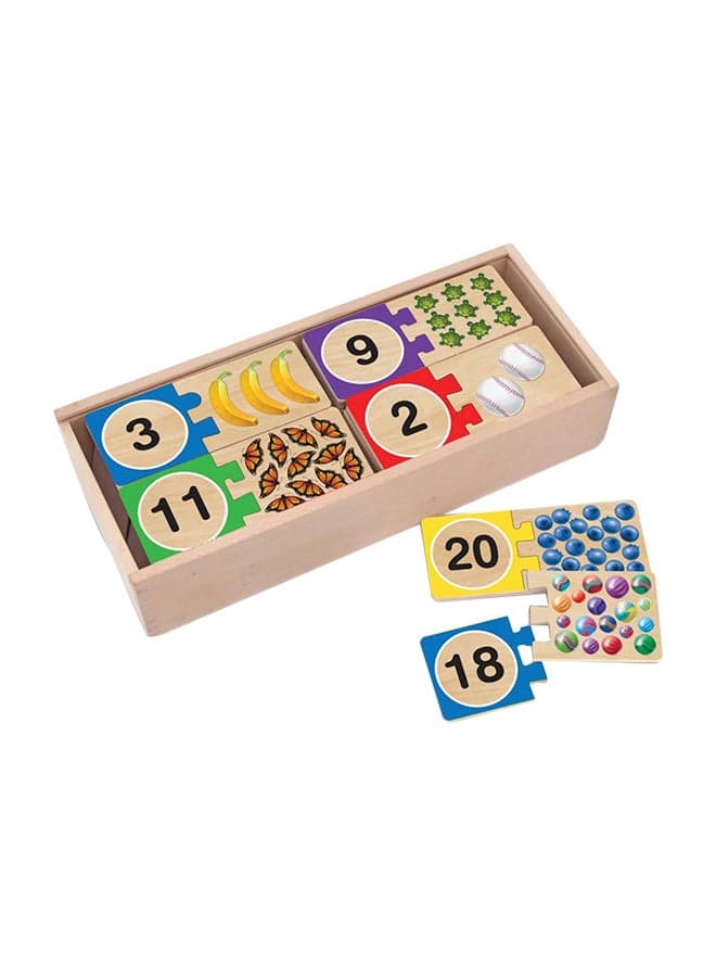 Number Puzzles – Wooden Number Learning Toy with Colorful 0–20 Pieces and Matching Pictures – Educational Counting and Math Skills Activity for Kids Ages 3+ | MD2542