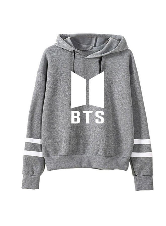 BTS Concert Logo Printed Casual Hoodie Grey