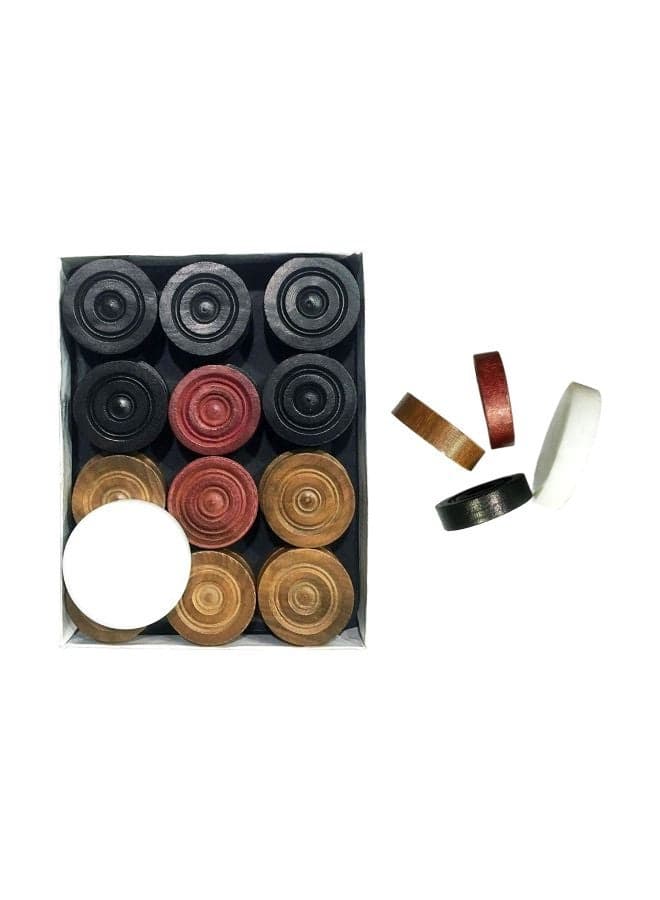 24-Piece Multicolour Wooden Coins Set For Carrom Board Game With Striker