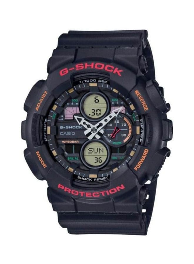 Men's Round Shape Resin Band Analog & Digital Wrist Watch 55 mm - Black - GA-140-1A4DR