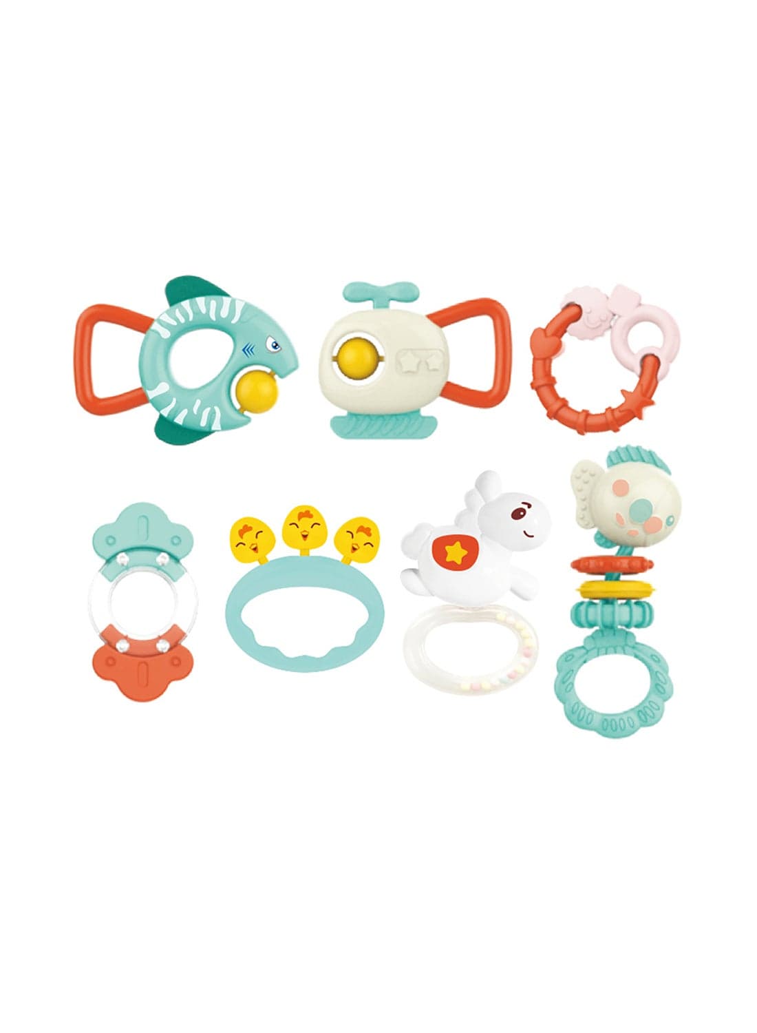 7-Piece Baby Teether Rattle Set – Sensory & Development Learning Toys