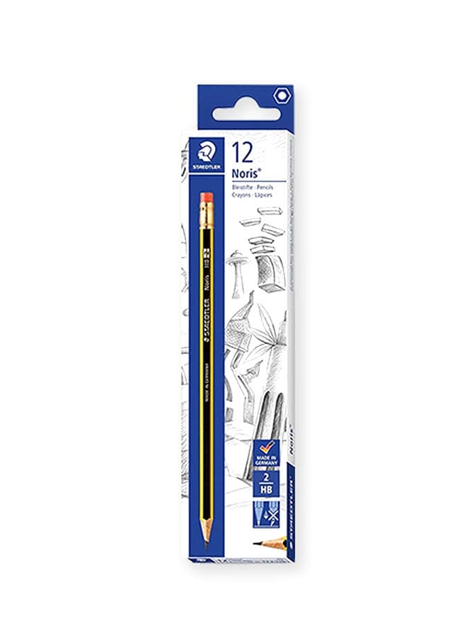 Noris Pencil With Rubber 12 Pieces Black/Yellow
