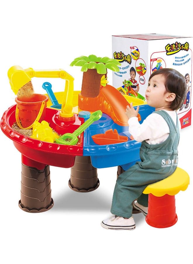1 Set Children Beach Table Sand Play Toys Set Baby Water Sand Dredging Tools Color Random 36*36*36cm