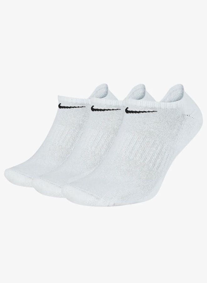 Unisex Everyday Cushioned No Show Socks (Pack of 3) White